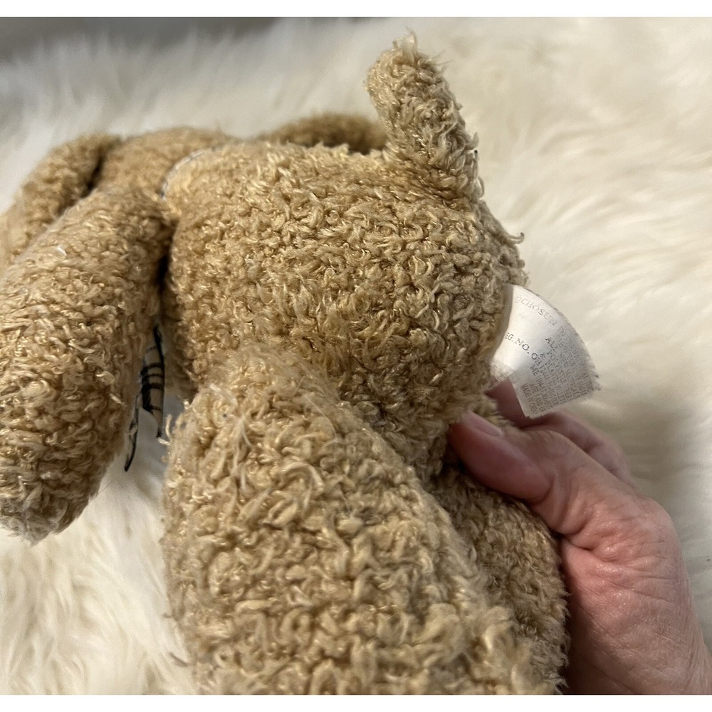Chosun Tan Dog Plush Black White Plaid Bow Scruffy Shaggy 12" Stuffed Animal Toy - Picture 11 of 12